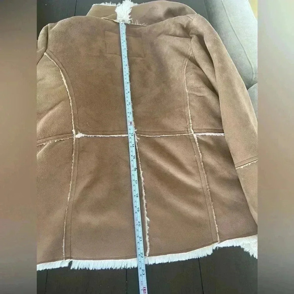 B Hip by Me Jane faux‎ suede shearling waterfall jacket Sz M - Picture 9 of 10